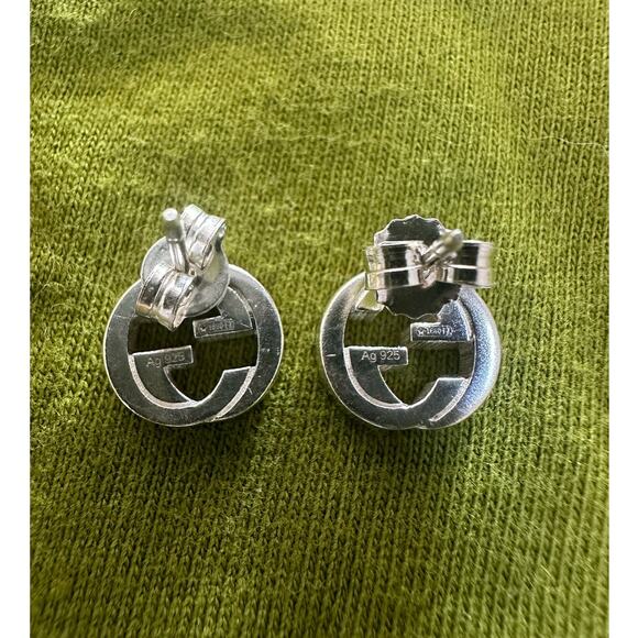 Gucci Interlocking G Stud Earrings .925 Sterling Silver Pierced Earrings - Picture 4 of 8